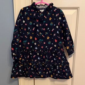 Like New 2T Janie and Jack Navy Dress with Holiday Accents
